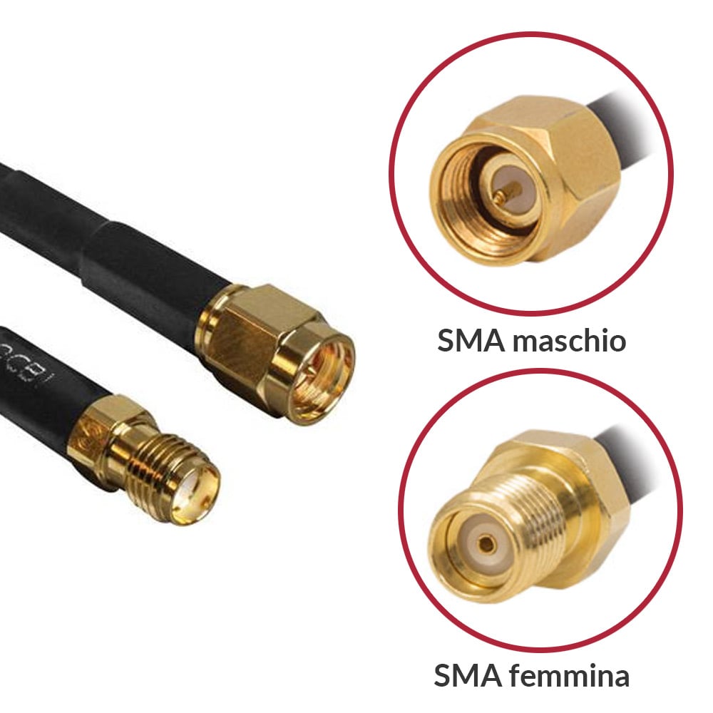 Cavo Antenna SMA M/F a Basse Perdite 0,9m Nero - Immagine 1