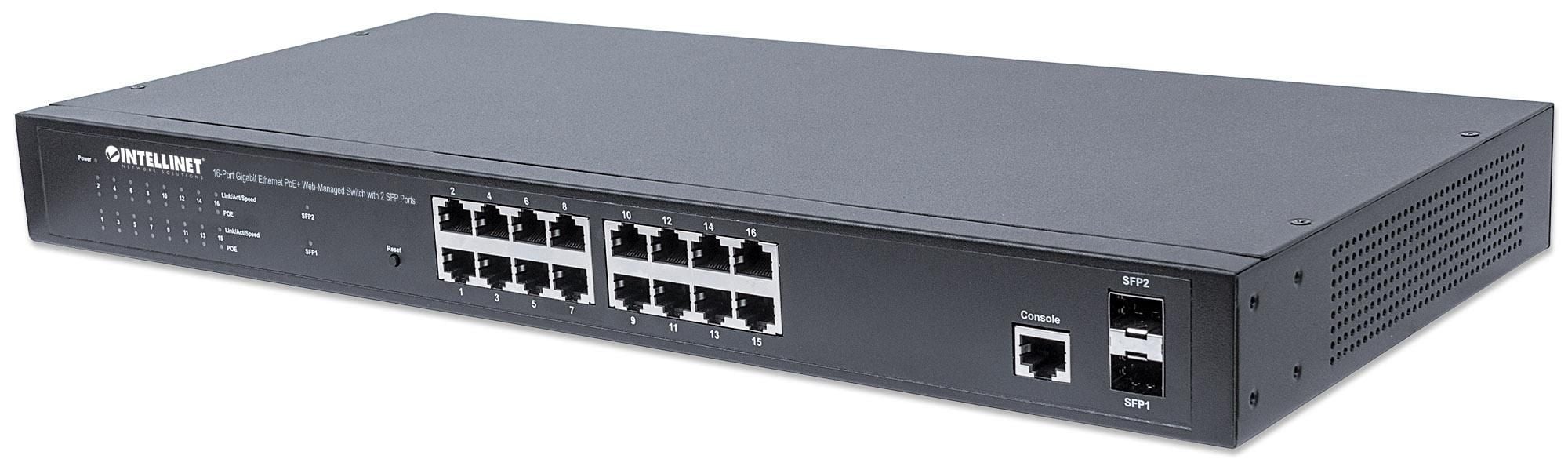 Switch Gigabit Ethernet 16 Porte PoE+ Web Managed con 2 Porte SFP - Immagine 1