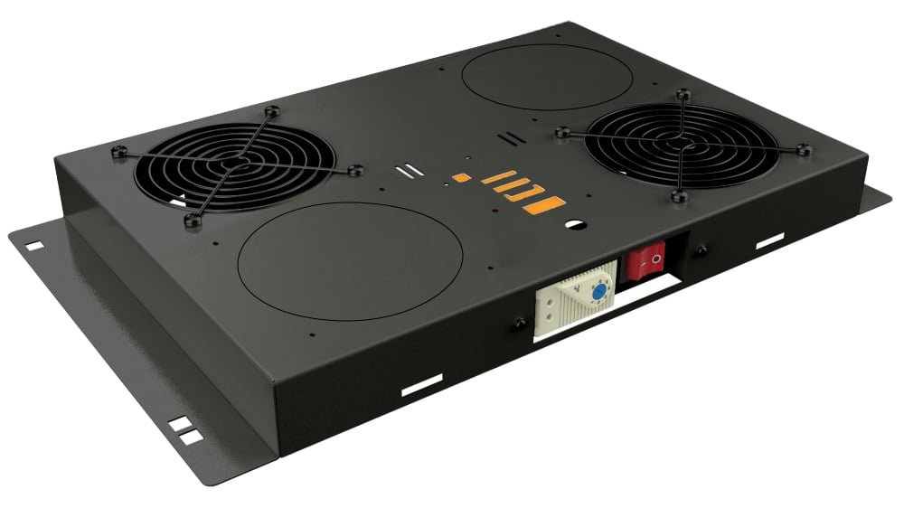 Kit di Ventilazione a Soffitto per Rack 19'' 2 Ventole Nero - Immagine 1