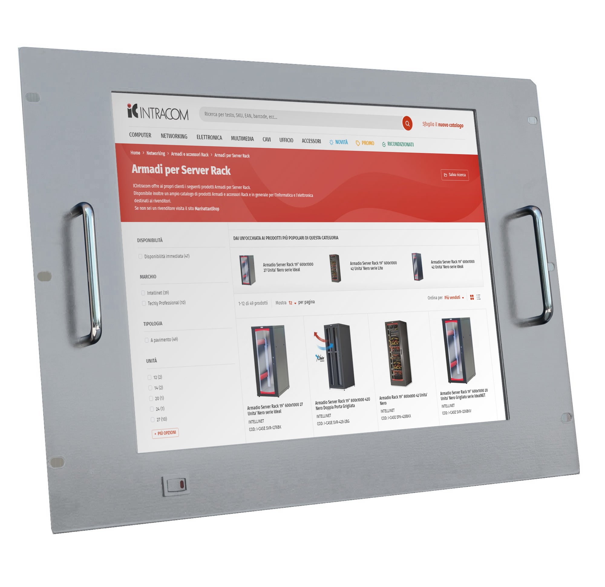 Monitor LCD 17'' per Rack 19'' 8 Unità Grigio - Immagine 1