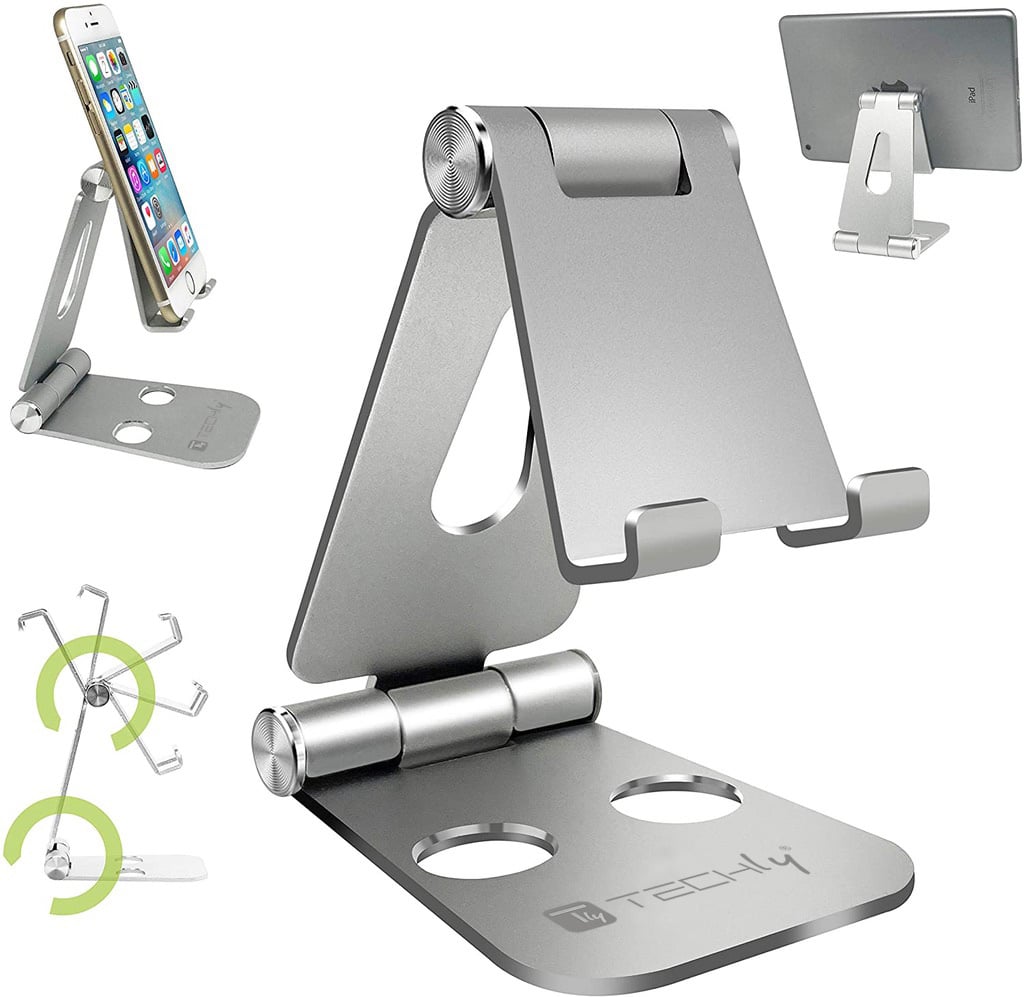 Supporto Pieghevole Per Cellulare E Tablet: Angoli Regolabili, Antiurto, In ABS. Compatto E Versatile, 3 Colori.