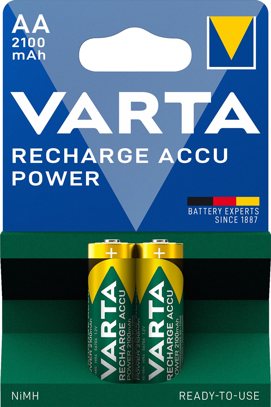 Blister 2 Batterie Ricaricabili Stilo AA 2100 mAh - Immagine 1