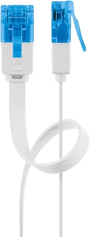 Cavo di Rete Patch Piatto in Rame Cat.6A UTP 1m Bianco - Immagine 1