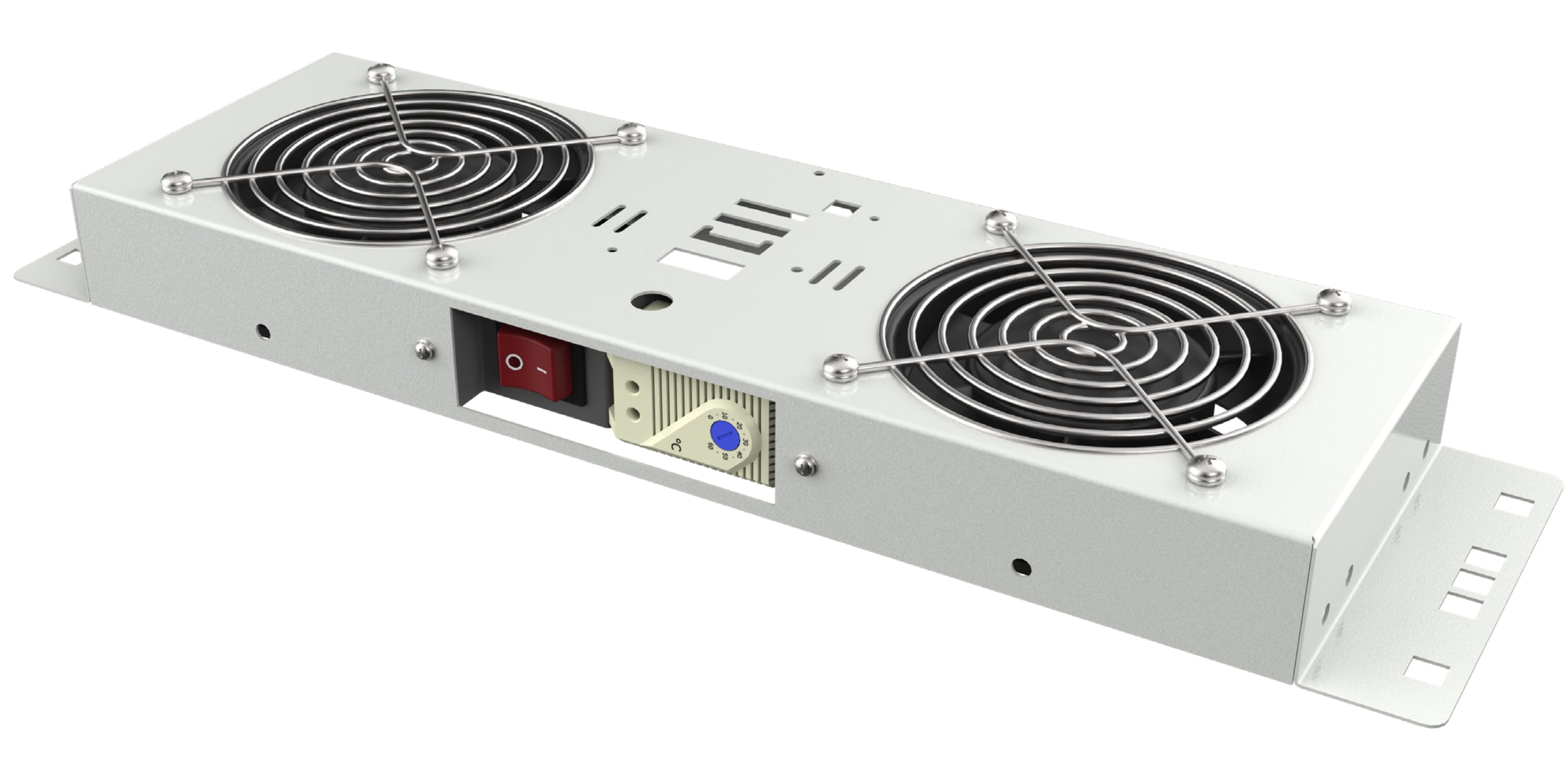 Kit di Ventilazione a Soffitto per Rack 19'' IP55 2 Ventole Grigio - Immagine 1
