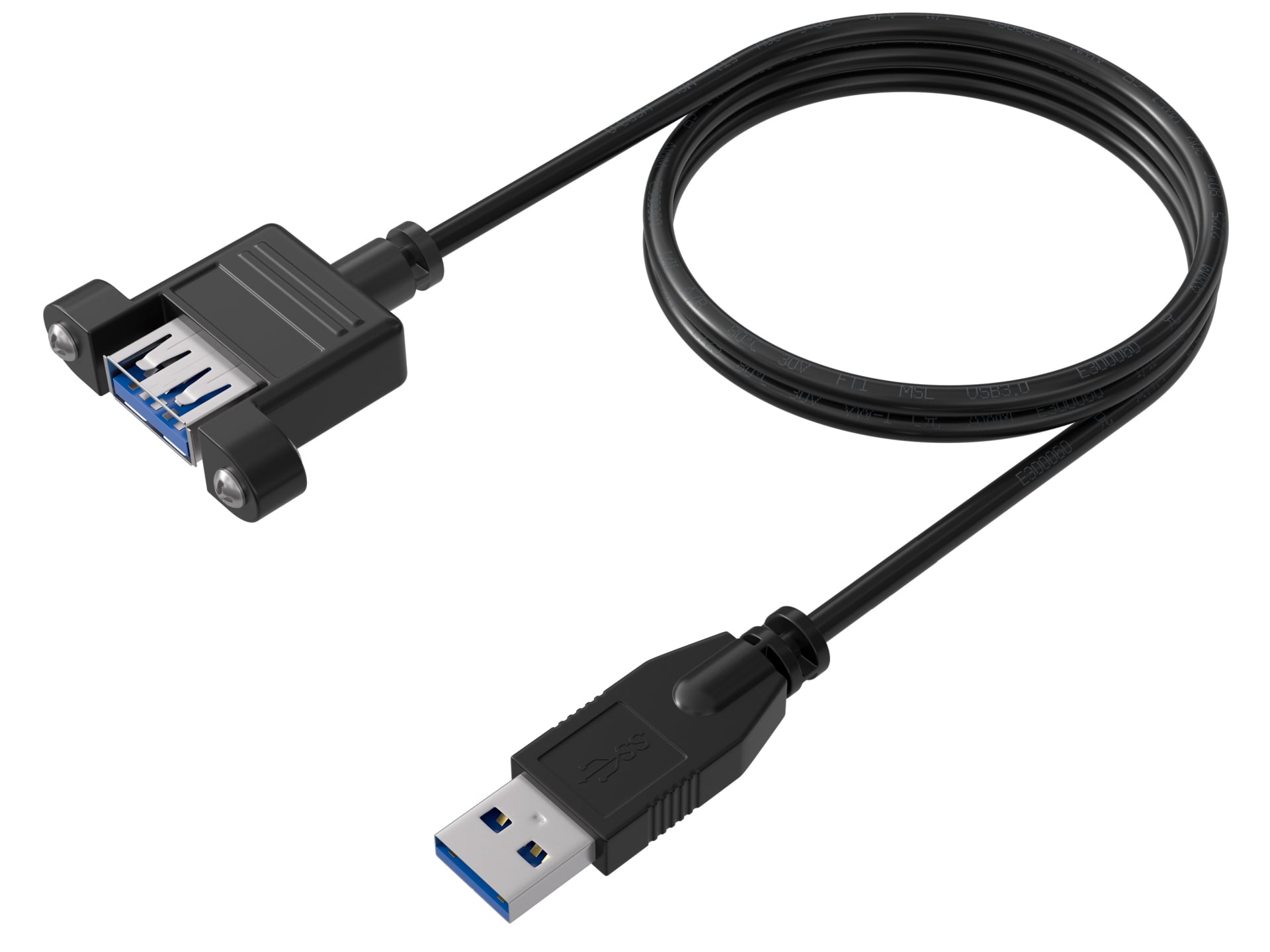 Cavo Prolunga USB 3.2 SuperSpeed A/A M/F da Pannello 1m Nero - Immagine 1
