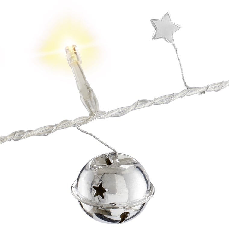 Stringa 10 LED Campanello IP20 Bianco Caldo a Batteria con Timer - Immagine 1