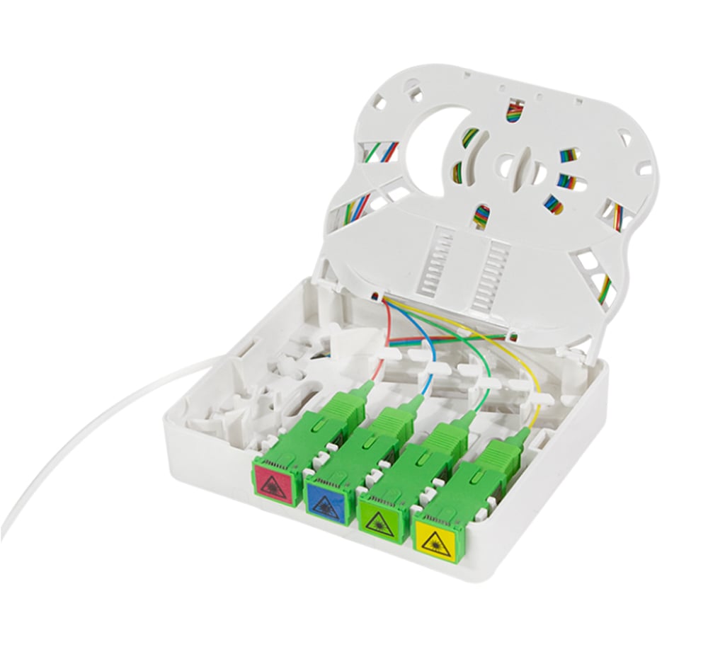 Scatola di Terminazione Ottica di Appartamento (STOA) FTTH 4x SC/APC con Cavo di Installazione da 50m - Immagine 1