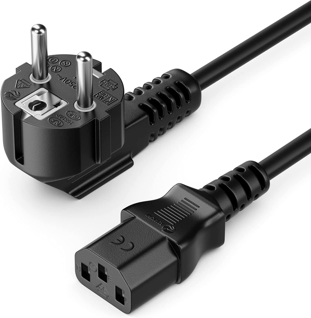 Cavo alimentazione C13 F a Schuko angolato 1,8m nero - Immagine 1