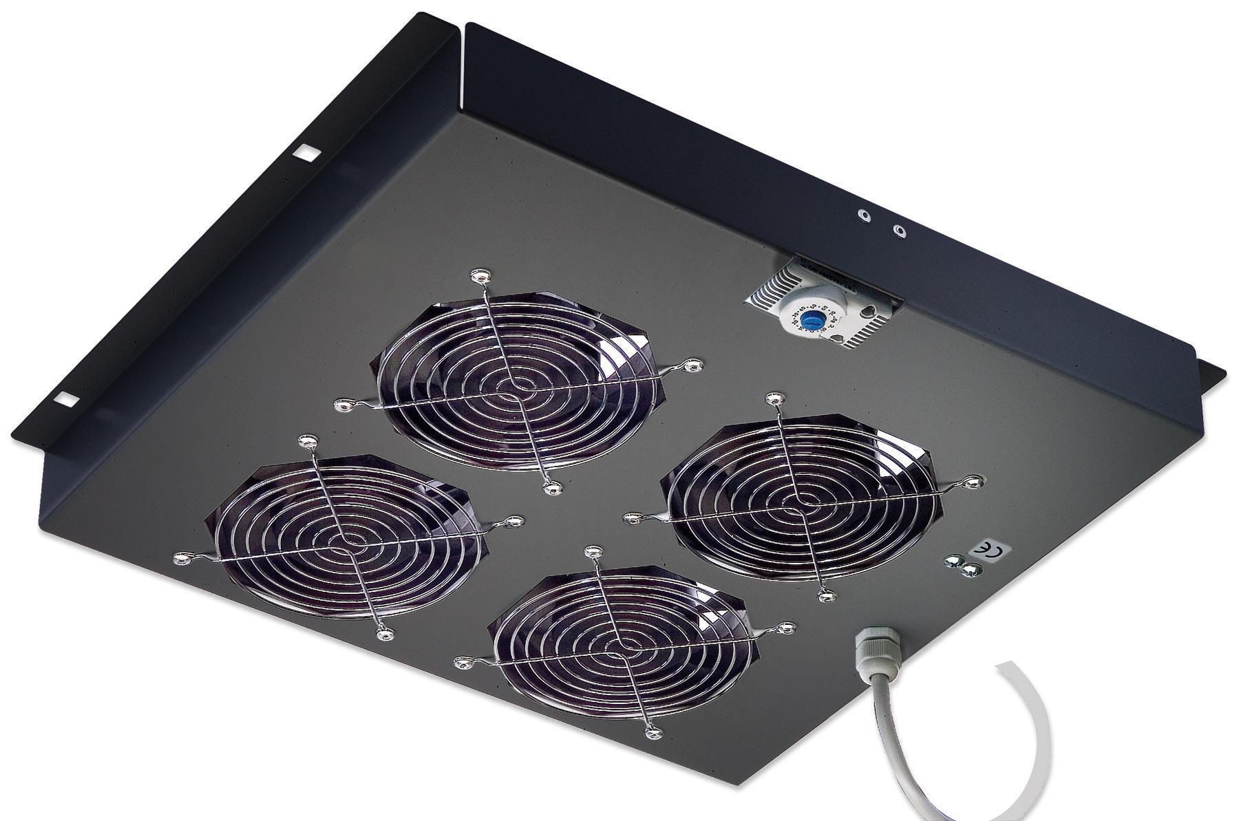 Gruppo di ventilazione a soffitto per Rack 19'' 4 Ventole Nero