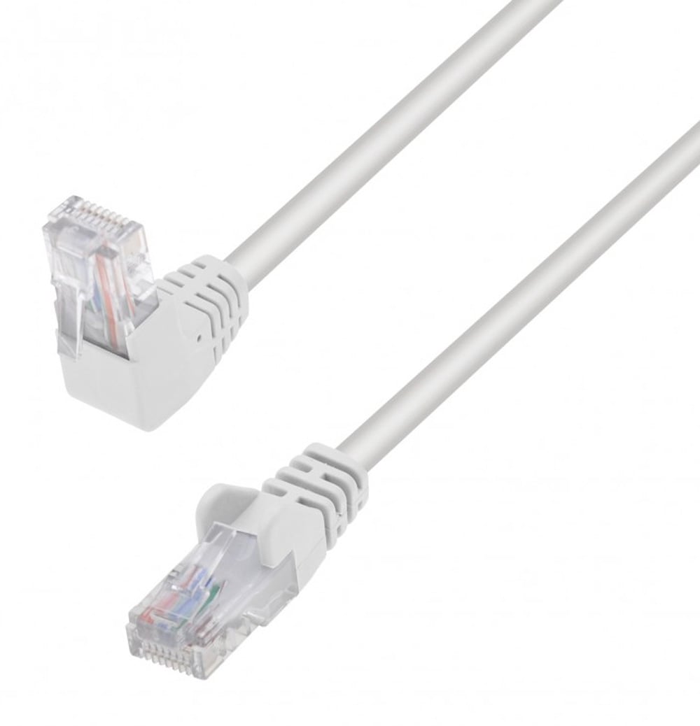 Cavo di Rete Patch Connettore Angolato 90° CCA Cat. 5E UTP 3 metri Bianco - Immagine 1