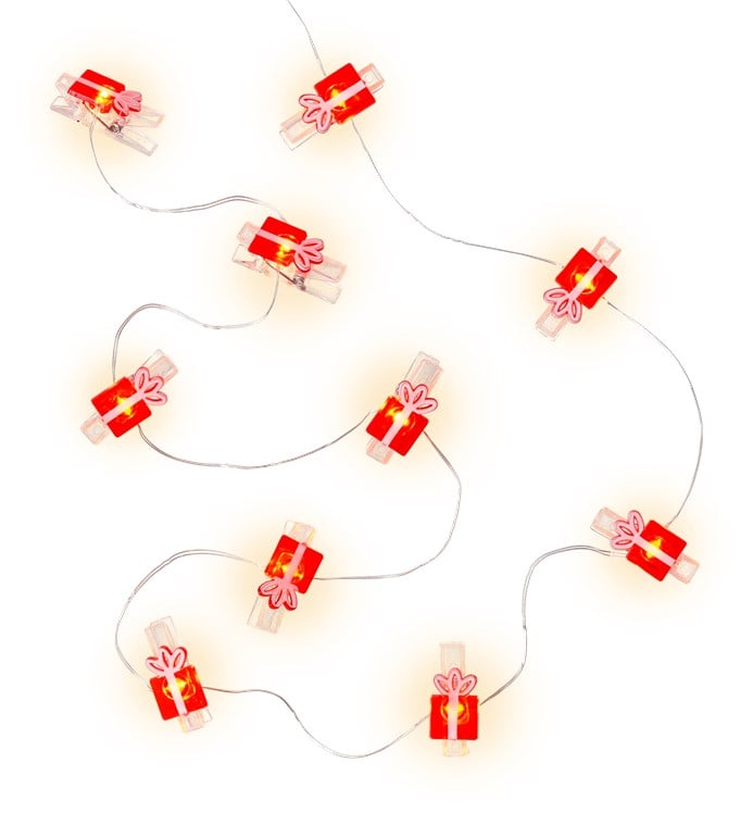 Stringa 10 LED con Clip Pacchetto Regalo per Appendere Foto IP20 con Timer - Immagine 1