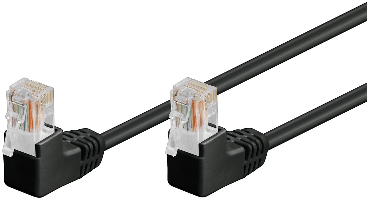 Cavo di rete Patch Angolato 90° CCA Cat. 5e Nero UTP 0,5 m - Immagine 1