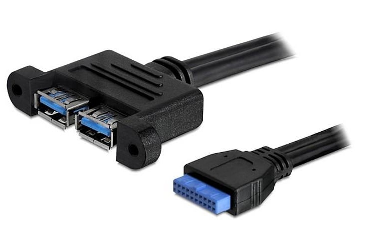Cavo Interno USB3.2 19 pin Femmina / 2x USB A Femmina da Pannello