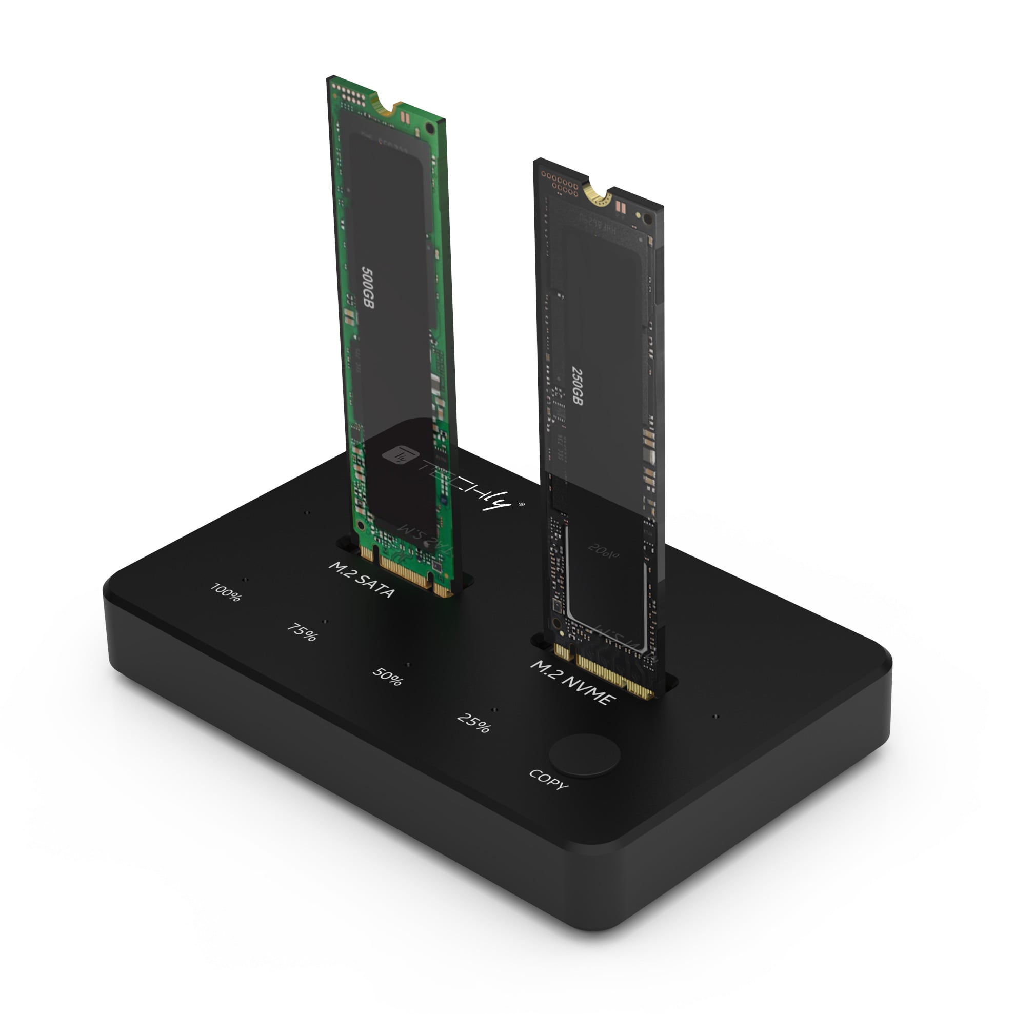 Docking Station Dual-Bay SSD M.2 NVME PCIe SATA 10 Gbps Duplicatori Clone Offline - Immagine 1