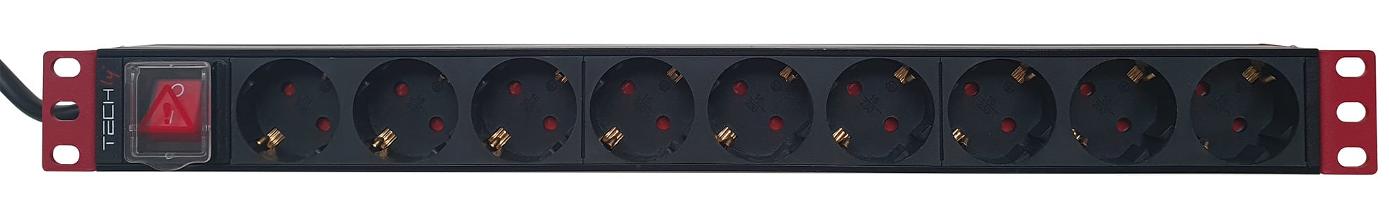 Multipresa 9 Posti da Rack 19'' con Interruttore Spina Schuko Angolata 1U - Immagine 1