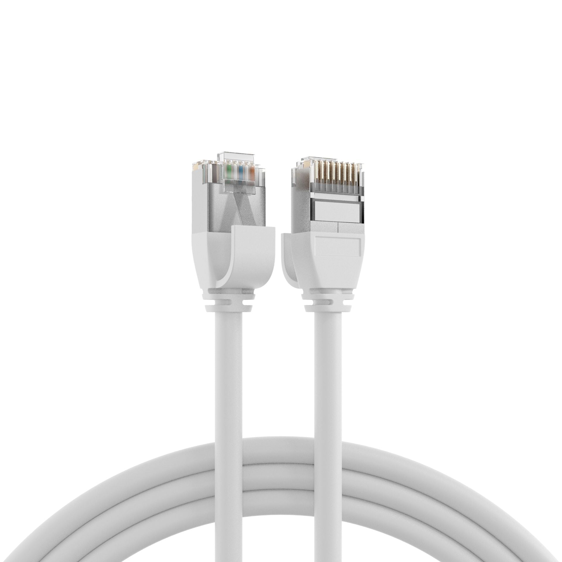 Cavo di Rete Patch in Rame Cat.6A U/FTP TPE 4mm Ultraflex Bianco 0,25m - Immagine 1