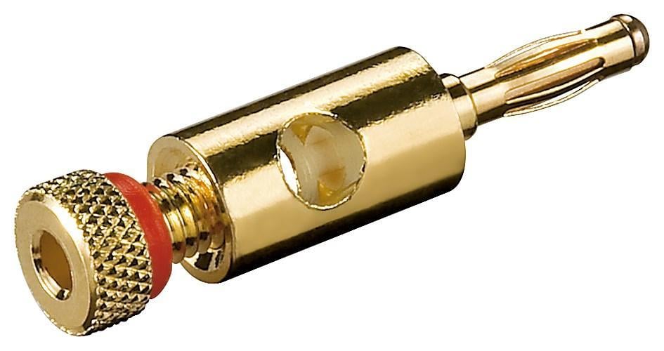 Plug Banana con Connessione a Vite Placcato Oro, Rosso