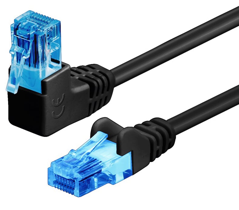 Cavo di rete Patch Connettore Angolato 90° CCA Cat.6A UTP 2m Nero - Immagine 1