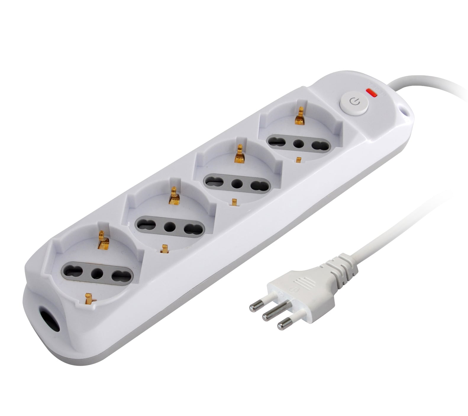 Presa Multipla a 4 Posti Italiana Bipasso/Schuko Spina 10A - Immagine 1