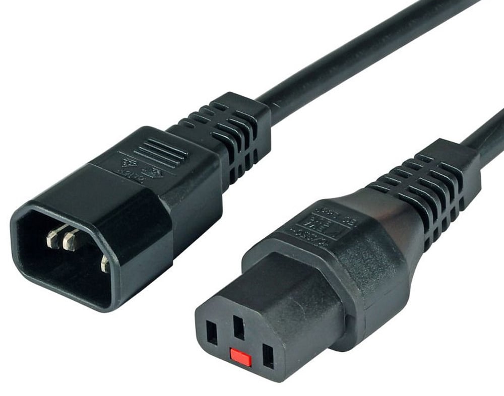 Cavo Prolunga C14 180° a C13 180° con Blocco IEC 2m - Immagine 1