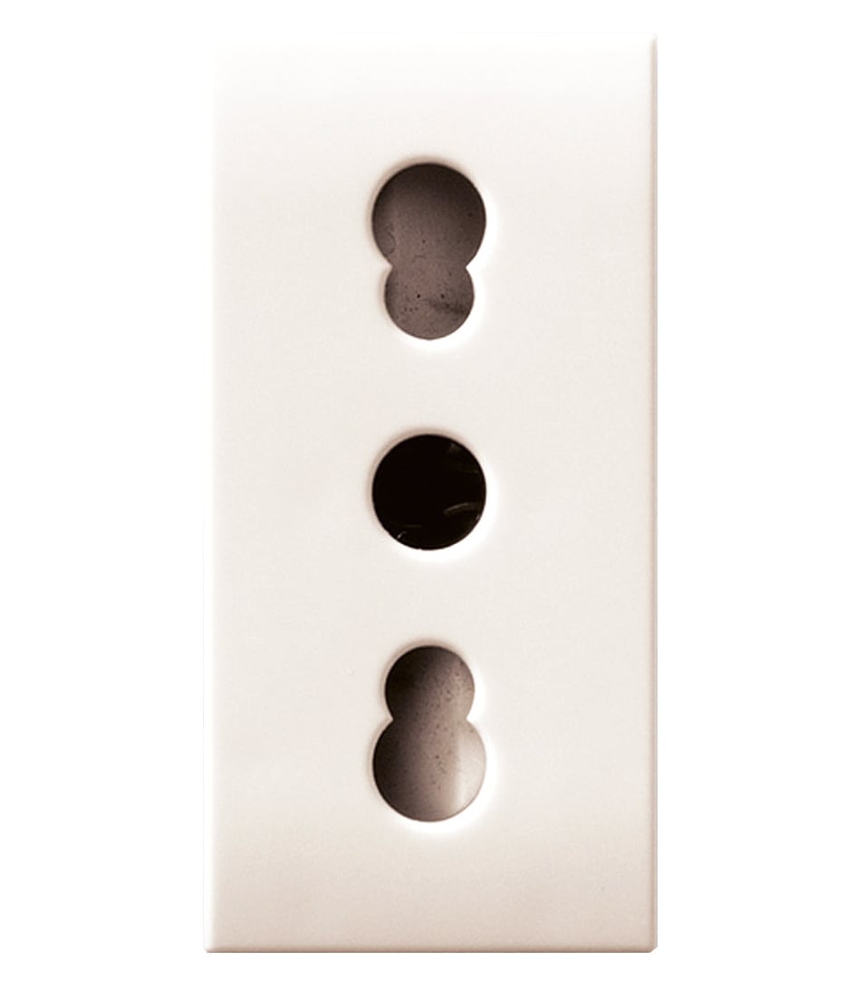 Domus S44 Presa Bipasso 2P+T 10/16A 250V 1 Modulo Bianco Lucido, 441006/15TS - Immagine 1