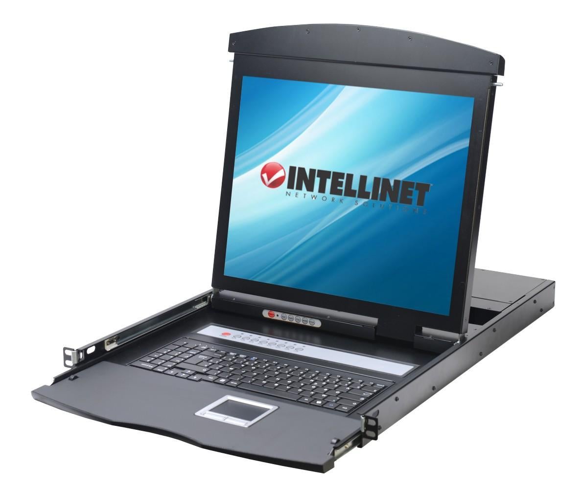 Console KVM Switch 8 Porte USB/PS2 con LCD 19'' da Rack 19'' Dual Rail - Immagine 1