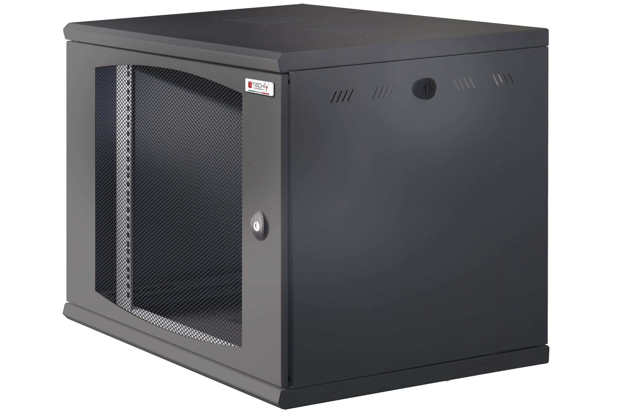 Armadio Rack 19'' a muro 13U sezione unica P 600mm Porta Grigliata Nero - Immagine 1