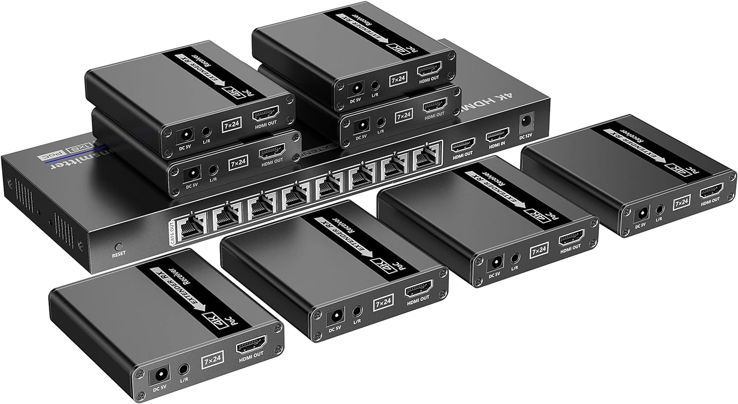 Extender Splitter HDMI 8 vie su Cavo di Rete 70 metri PoC - Immagine 1