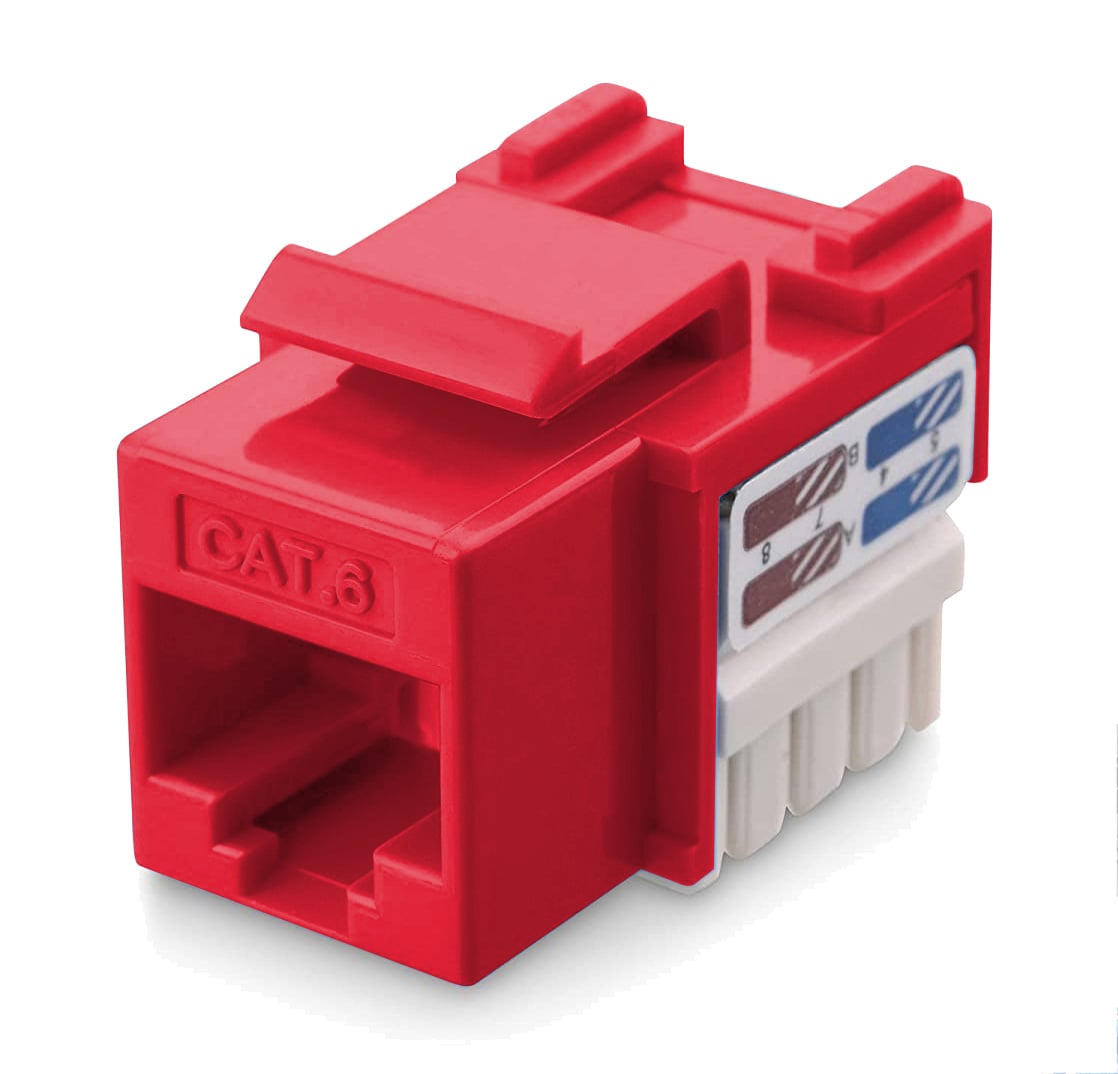 Frutto Keystone RJ45 Cat.6 UTP IDC 90° Rosso - Immagine 1