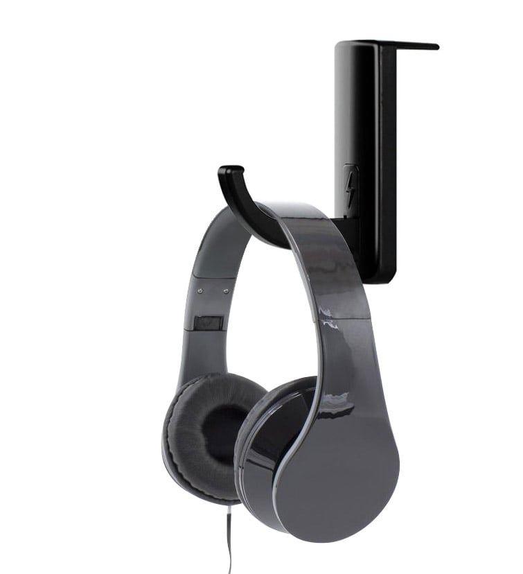 Supporto Cuffie Adesivo Universale per Monitor e Scrivania Nero (2 Pezzi)