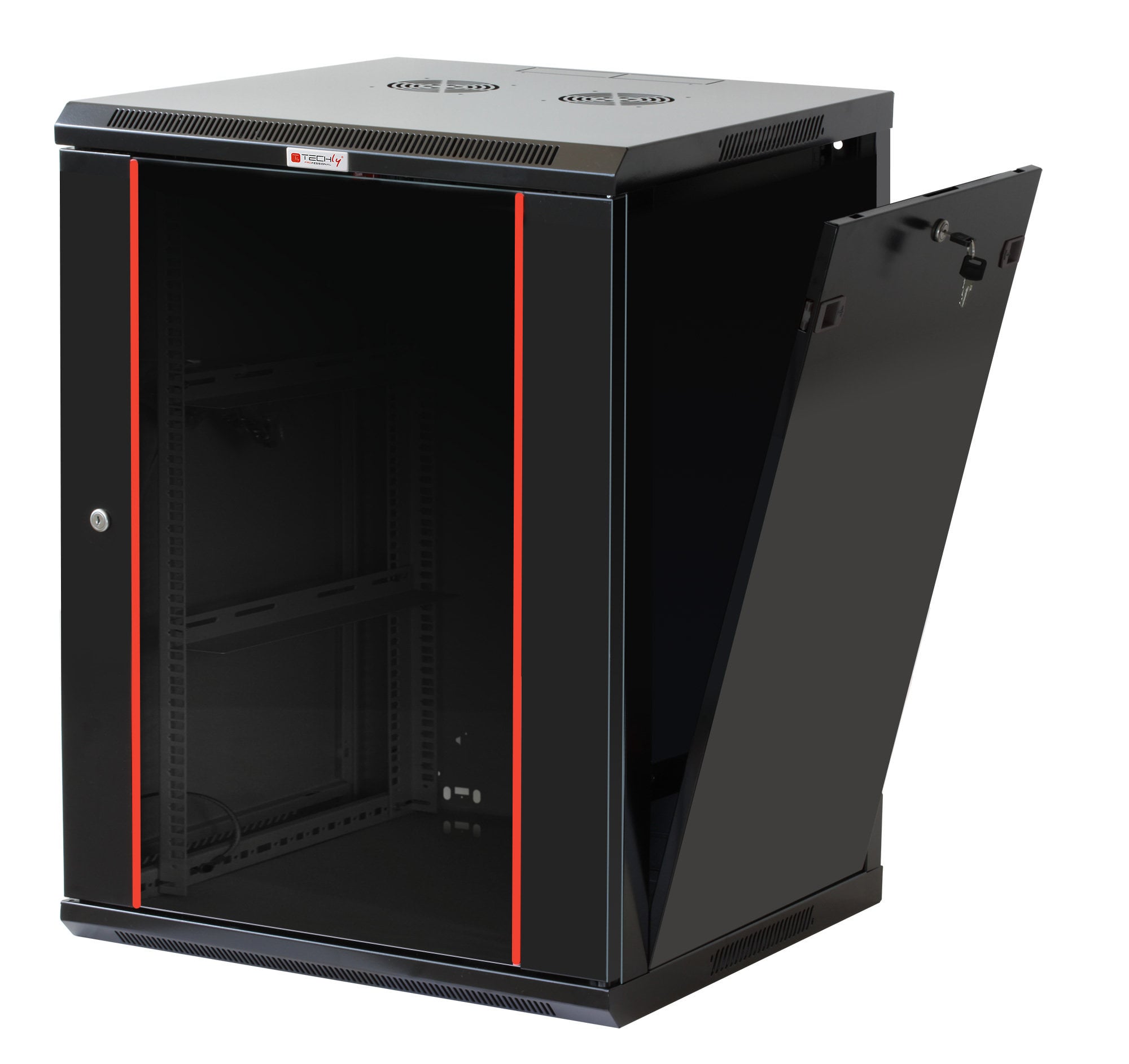 Armadio Rack 19'' a muro 15 unità sezione unica prof. 450 mm Nero - Immagine 1