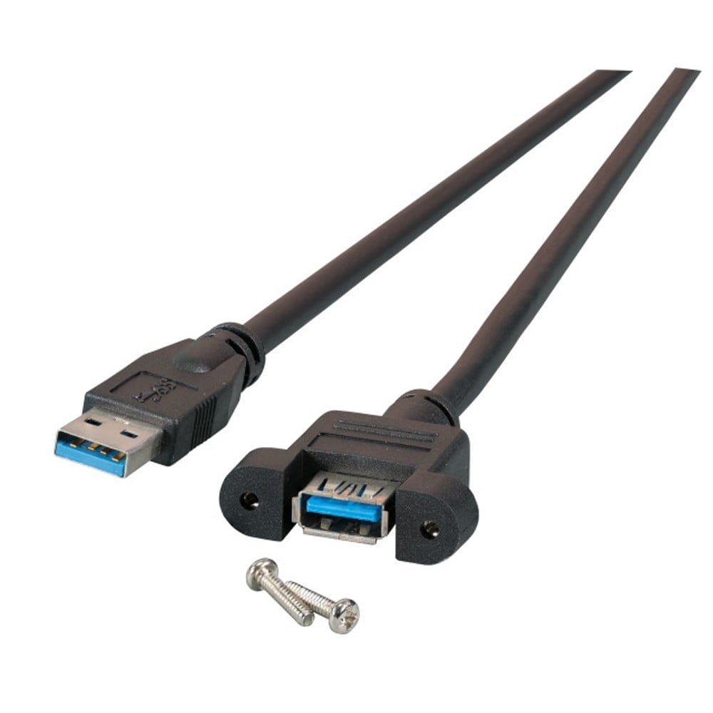 Cavo Prolunga USB 3.0 SuperSpeed A/A M/F da Pannello 1m Nero - OEM - ICOC U3-AB-010-PNLE-1