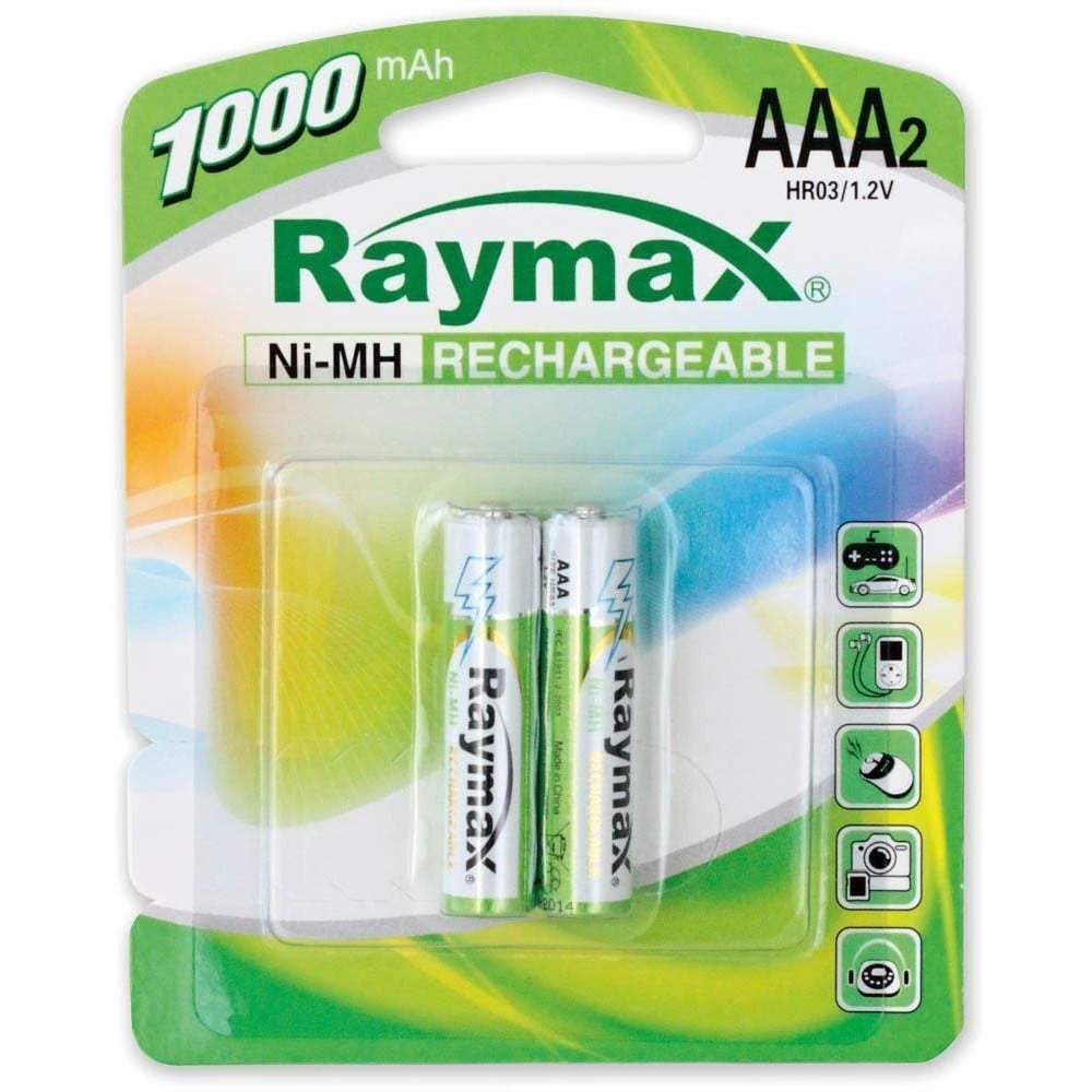 Blister 2 Batterie Ricaricabili Mini Stilo AAA 1000 mAh - RAYMAX BATTERIES - IBT-K1000-B2-1