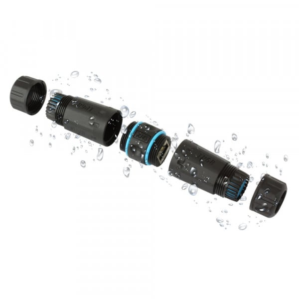 Sourcing Map 2x Accoppiatore RJ45 Impermeabile IP68 - Doppia Testa Femmina-Femmina, Schermato, Per Cavi Cat6/Cat5e - Colore Arancione