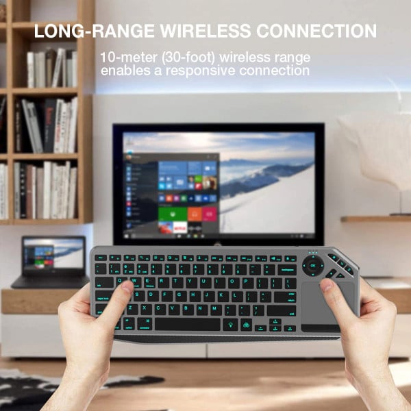 TECKNET Tastiera Wireless Italiana Ultra Sottile - USB Con 14 Tasti Rapidi Per PC, Laptop, Smart TV, Android - Grigio
