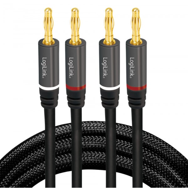 Cavi Piatti Per Altoparlanti 16/2 Con Connettori A Banana Placcati Oro 24K - 1,2 Mt - Rame OFC Polarità Gialla