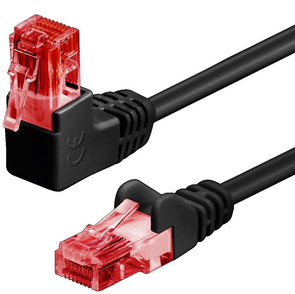 Cavo di rete Patch Connettore Angolato 90° CCA Cat.6 UTP 2m Nero - Immagine 1