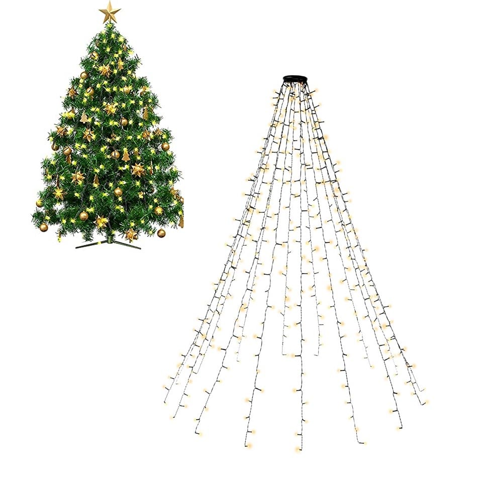 Catena Luminosa 400 Luci LED IP44 Bianco Caldo per Albero con Anello - Immagine 1