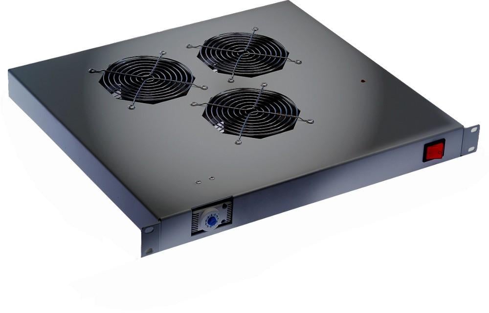 Ventole per Rack 19'' 3 Ventole con Termostato Nero - Immagine 1