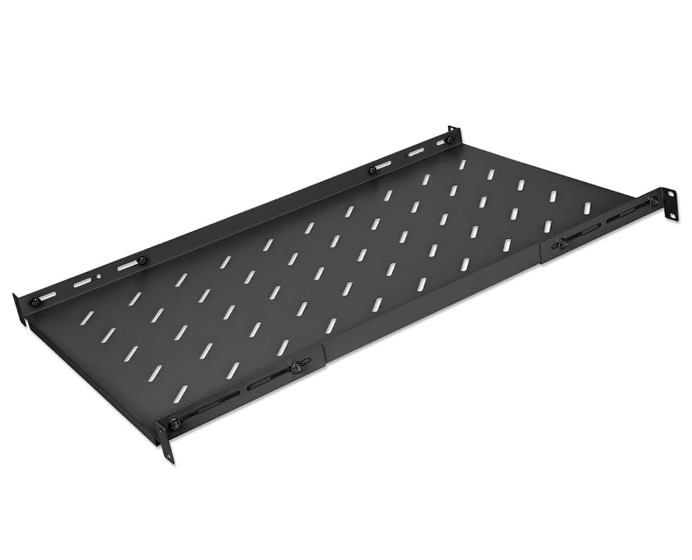 Mensola 19'' fissa con Profondità Regolabile da 750 a 950 mm 1U Nero - Immagine 1