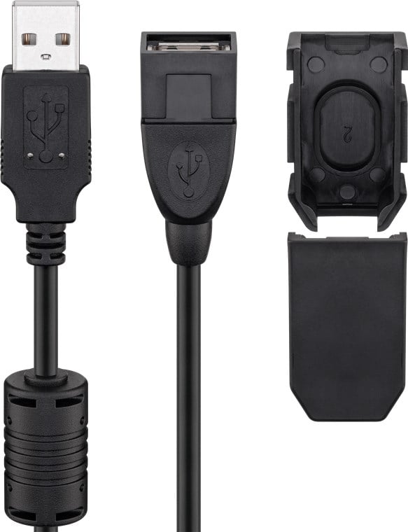 Cavo Prolunga USB 2.0 con Ferrite A Maschio / A Femmina 2m Nero - Immagine 1