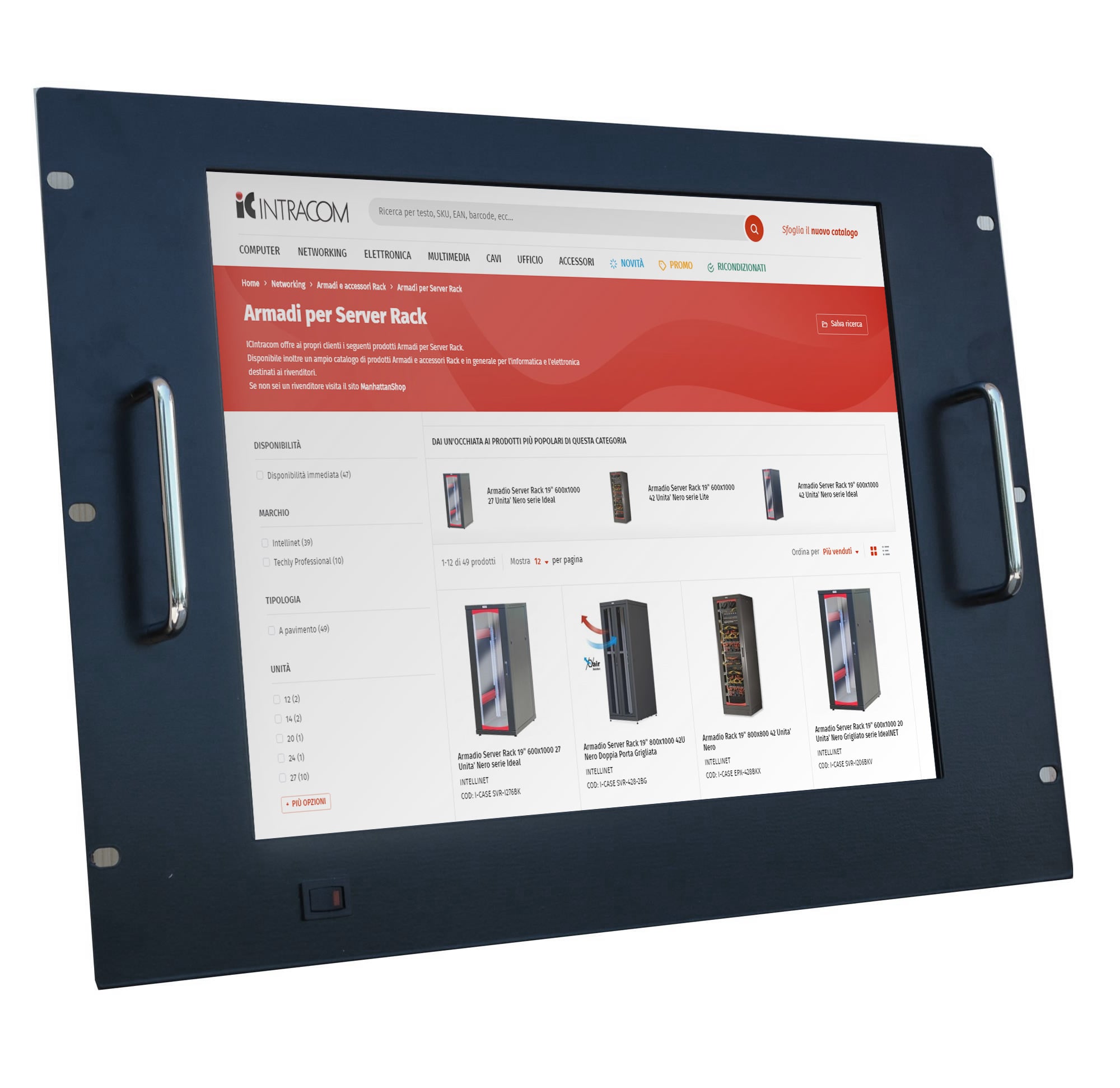 Monitor LCD 17'' per Rack 19'' 8 Unità Nero - Immagine 1