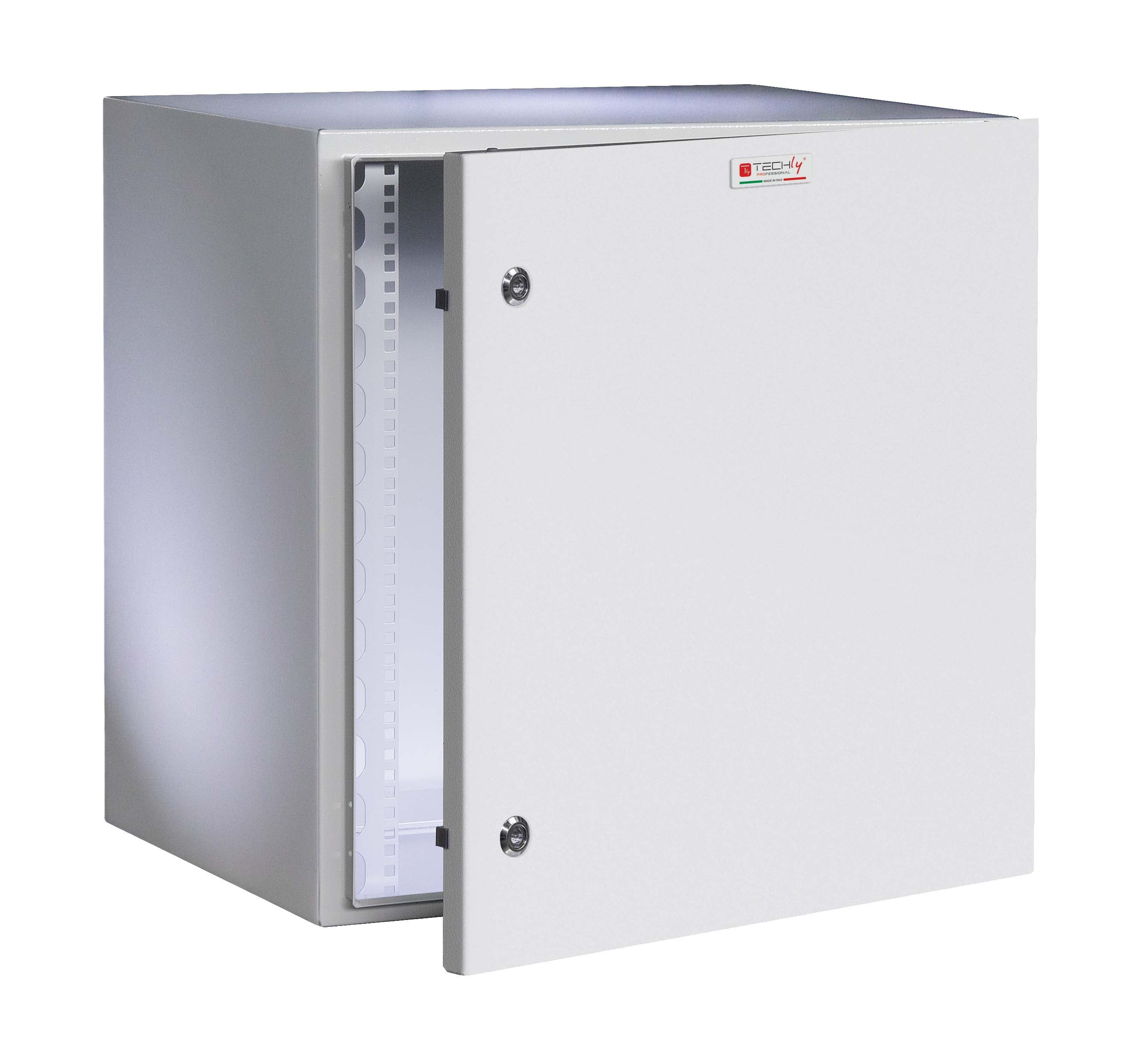 Armadio Rack 19'' a muro 13U grigio IP65 porta cieca prof. 400 mm