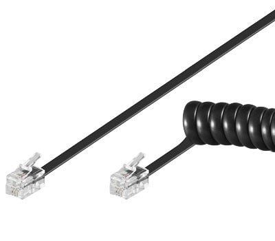 Cavo telefonico spiralato 2mt RJ10 4P4C Nero - Immagine 1