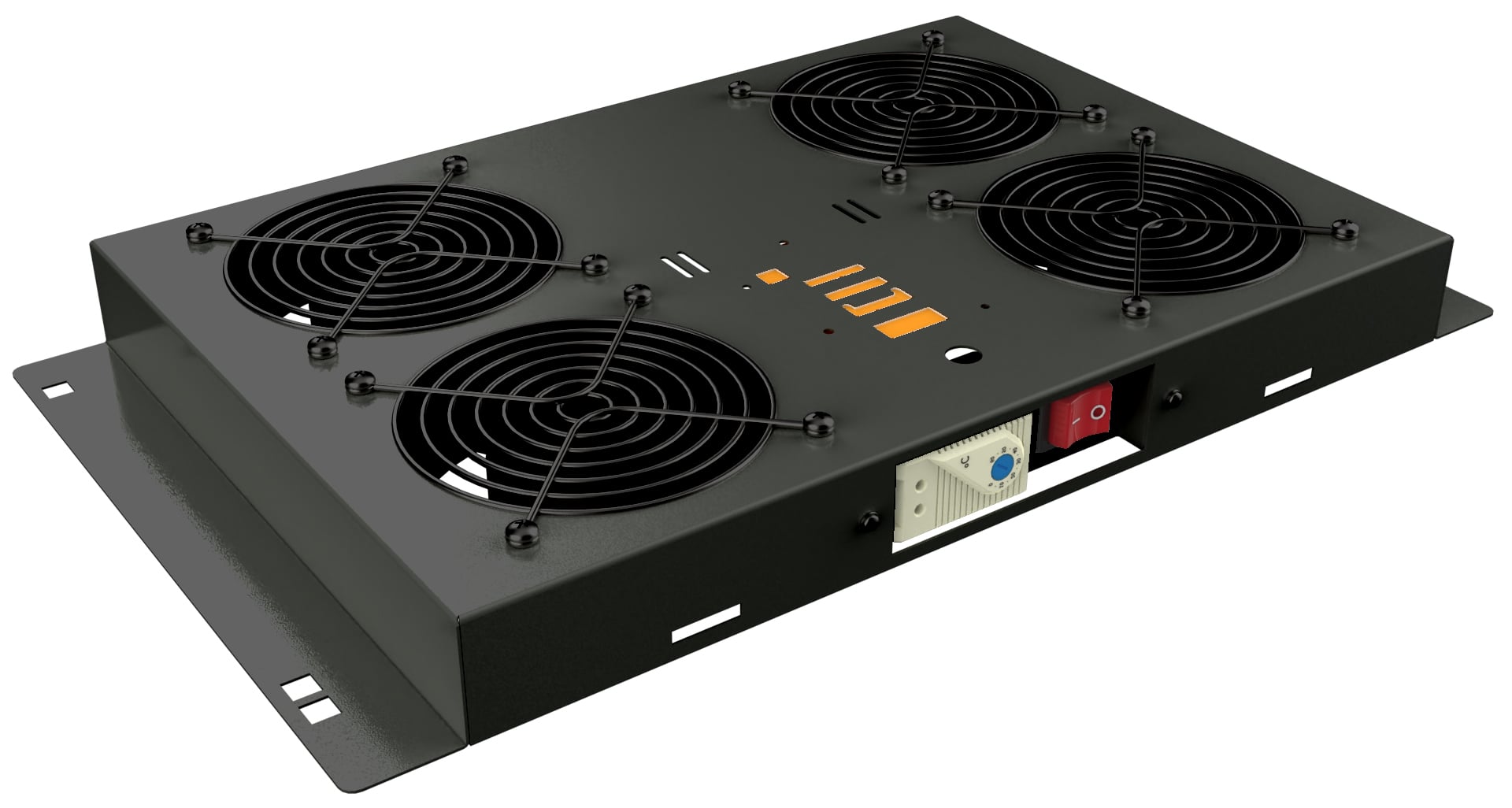 Kit di Ventilazione a Soffitto per Rack 19'' 4 Ventole Nero - Immagine 1