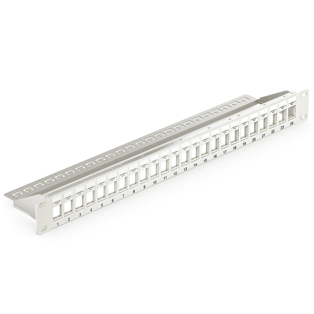 Pannello Patch Modulare Senza Frutti 24 Posti 1U Grigio - Immagine 1