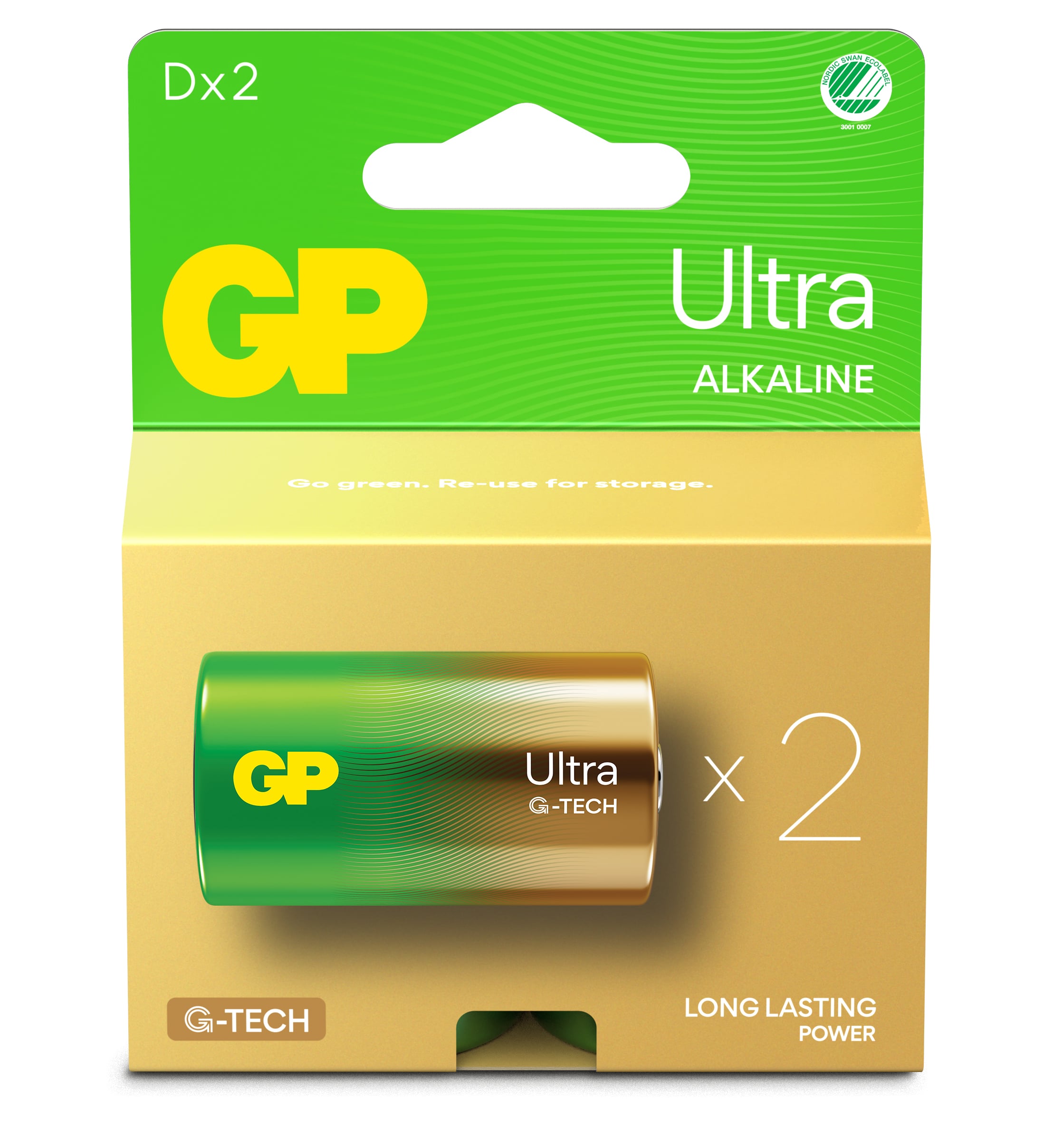 Confezione 2 Batterie GP Ultra Alcalina Torcia D 13AU/LR20 - Immagine 1