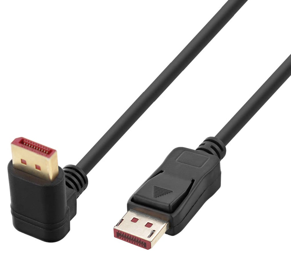 Cavo Audio/Video DisplayPort 1.4 8K M/M Angolato 90° 1m Nero - Immagine 1