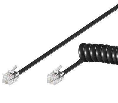 Cavo telefonico spiralato per cornetta 4mt RJ10 4P4C Nero - Immagine 1